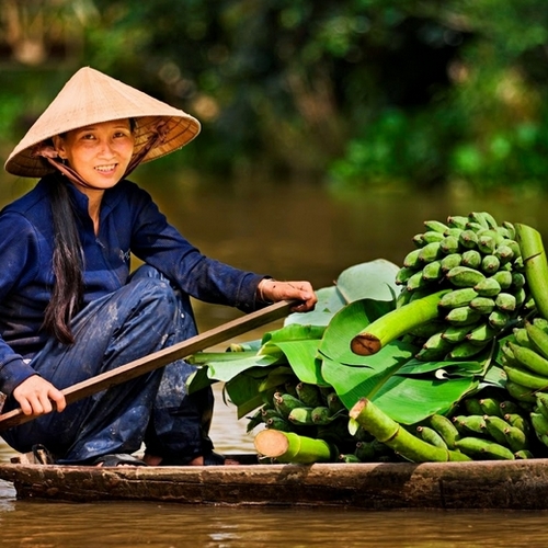Mekong Delta, lokale dame op sampan