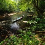 Natuur in Batang Ai, boot met local