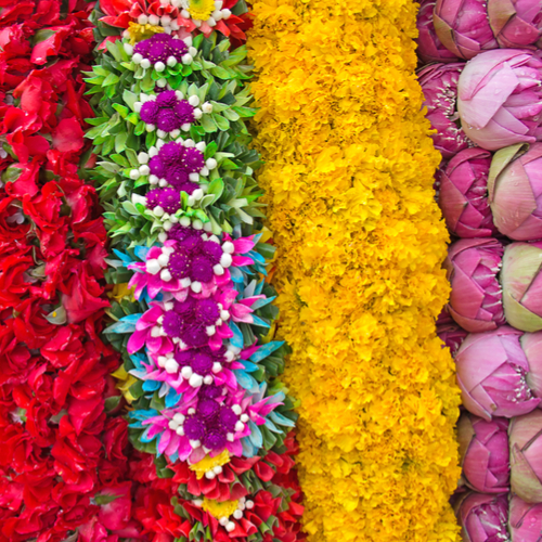 Offerbloemen in Zuid-India