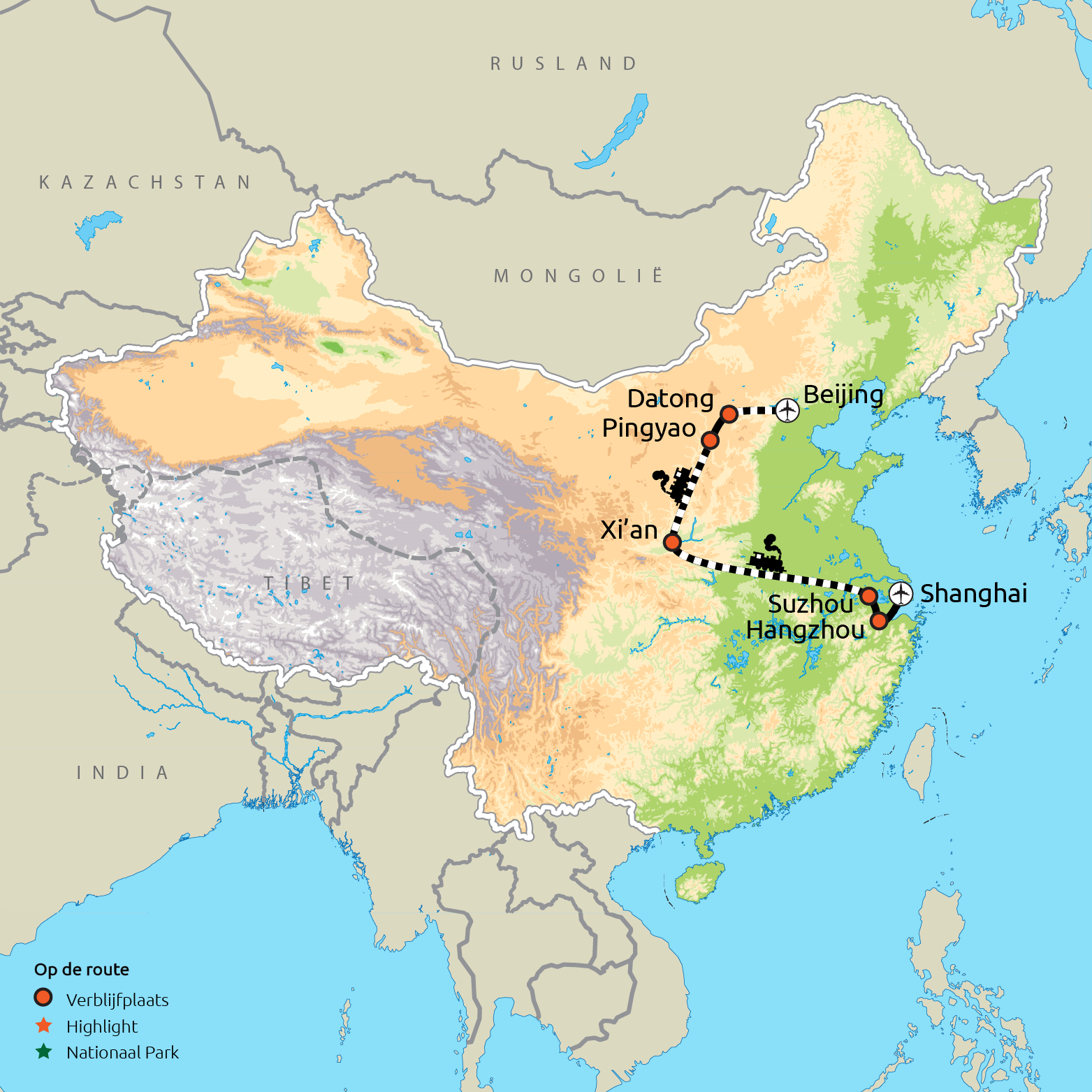 Routekaart Groepsreis Klassiek China