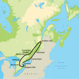 Routekaart Hoogtepunten van Oost