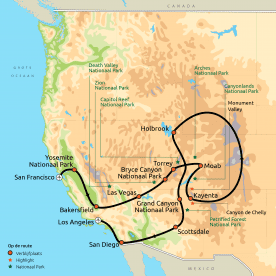 Routekaart West-Amerika Compleet