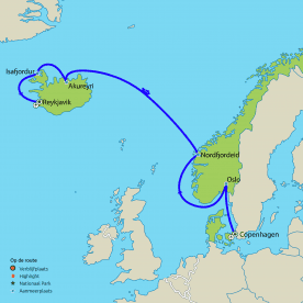 Van Kopenhagen via Noorwegen naar IJsland