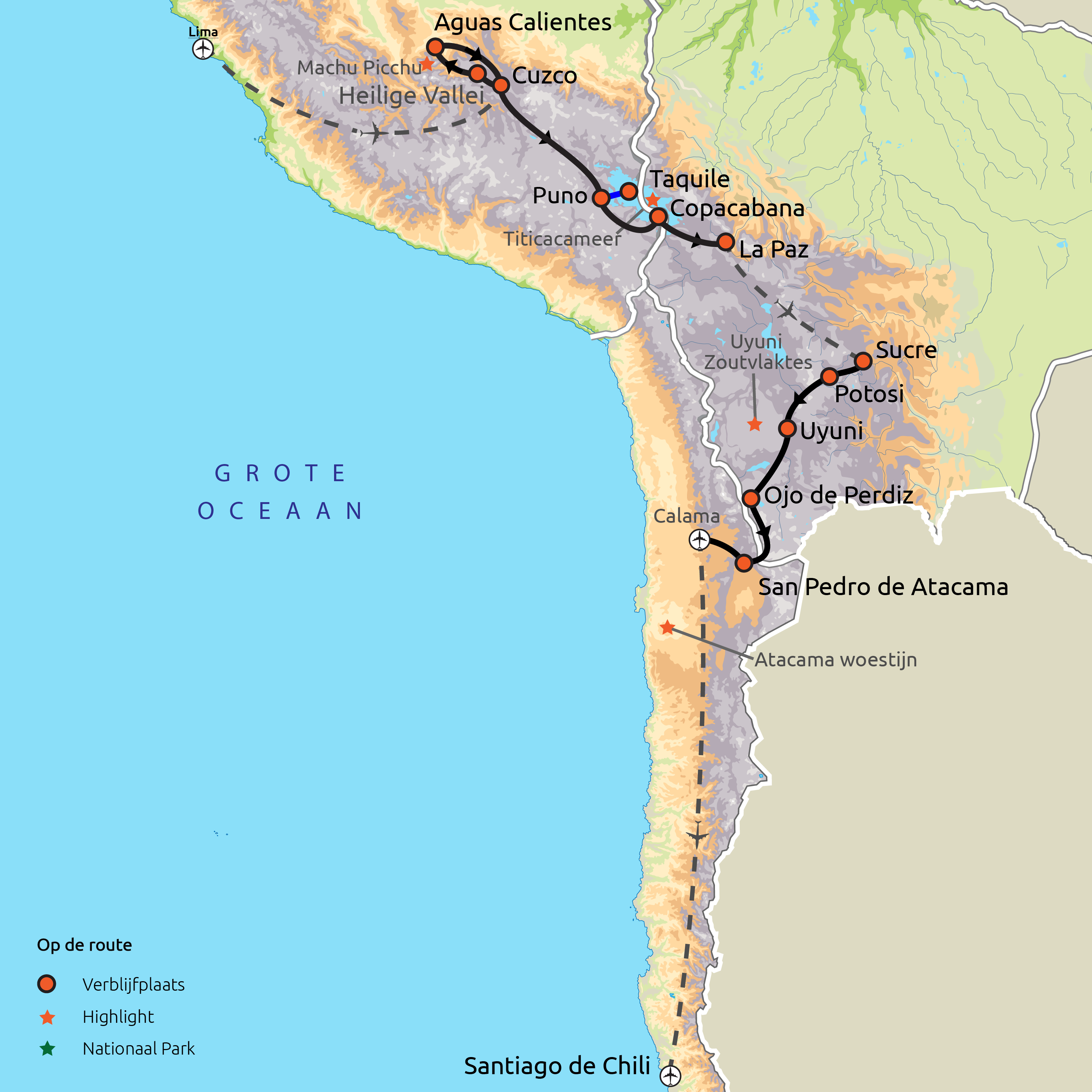 Hoogtepunten van Peru, Bolivia & Chili