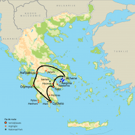 Routekaart GRO Relaxt door de Peloponnesos