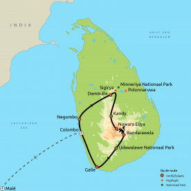 Routekaartje Sri Lanka & Malediven nieuw