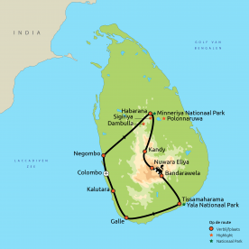 Routekaartje Sri Lanka Compleet nieuw
