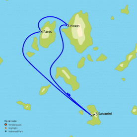 Routekaart Santorini, Naxos & Paros