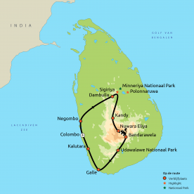 Routekaartje privéreis Authentiek Sri Lanka