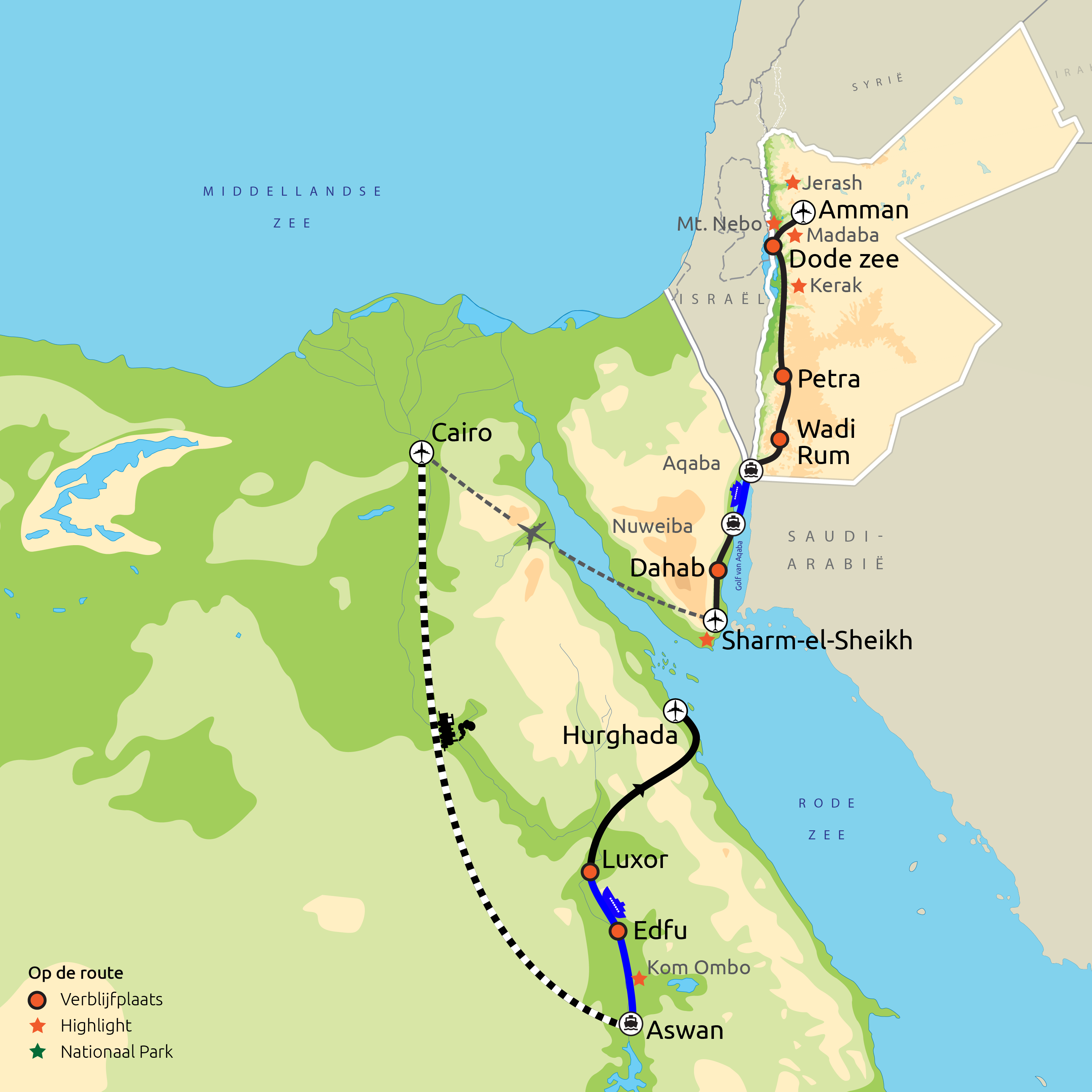 Groepsreis Jordanië & Egypte, incl. Nijlcruise
