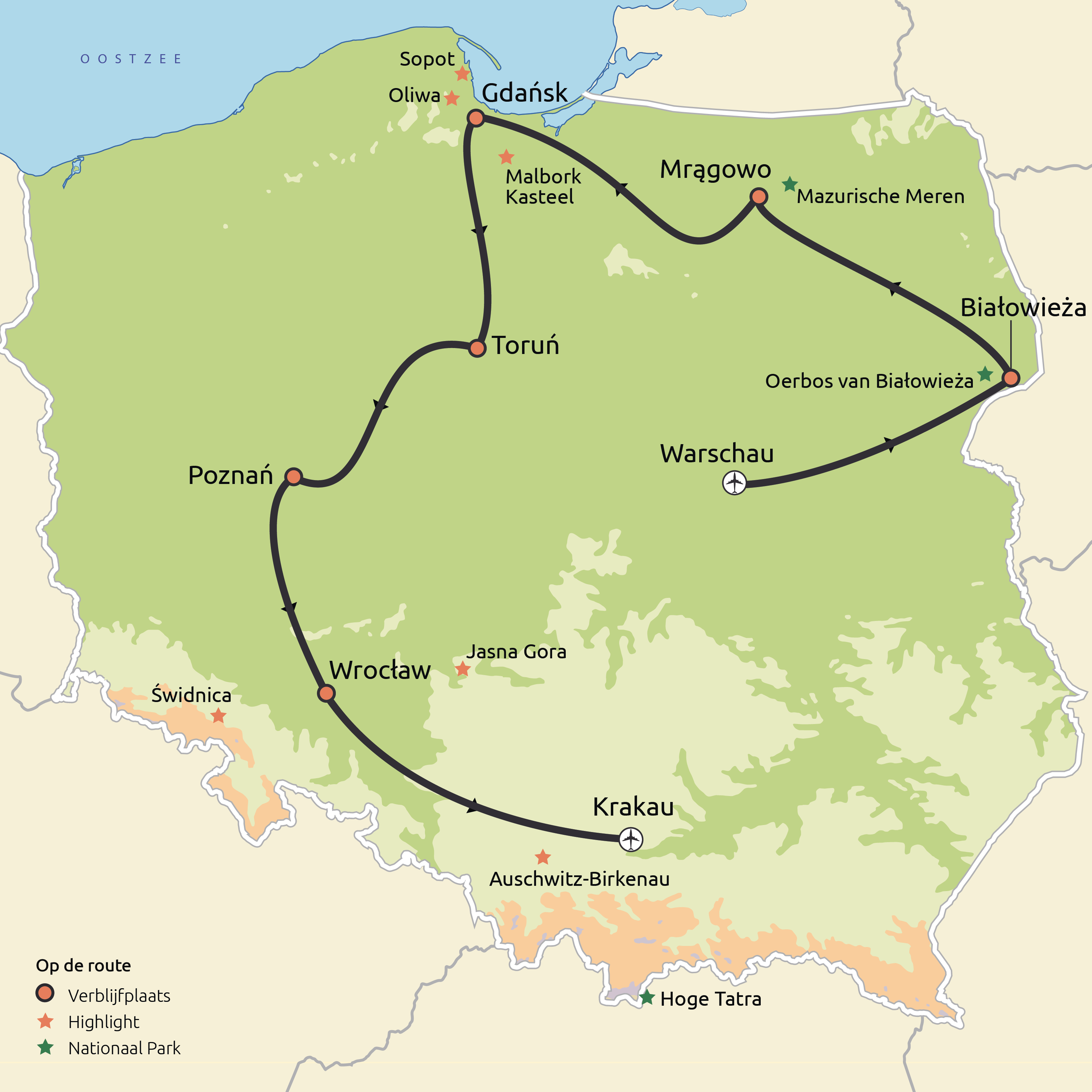 Routekaart Polen Compleet