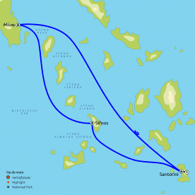 Routekaart Santorini, Milos & Sifnos 