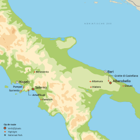 Via Puglia naar de Amalfikust & Pompe&iuml;