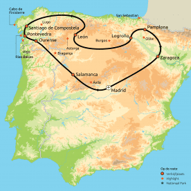 Routekaart Het Beste van Noord-Spanje incl. Pamplona