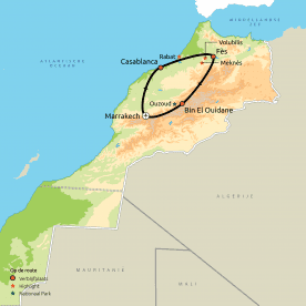 Routekaart Koningssteden van Marokko