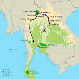 Routekaart Thailand & Laos