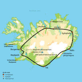 Routekaart Relaxt door IJsland