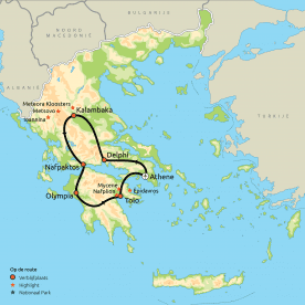 Routekaartje Groepsreis Klassiek Griekenland