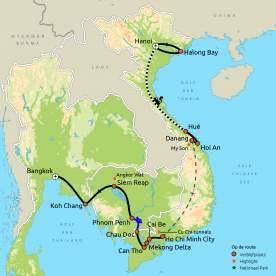 Routekaart Vietnam, Cambodja & Thailand