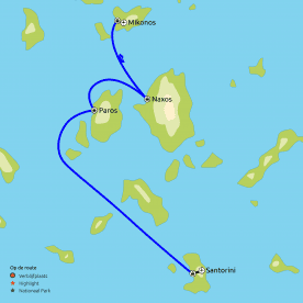 Routekaart Beste van de Cycladen