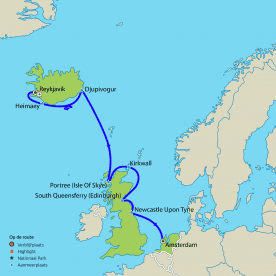 Van IJsland via Schotland naar Amsterdam