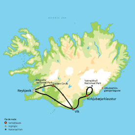 Routekaart Familiereis Zuid-IJsland