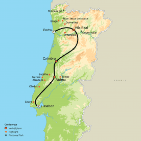 Routekaart GRO Van Porto naar Lissabon