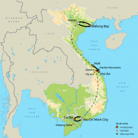 Routekaartje Kennismaking met Vietnam