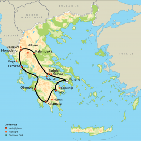 Routekaart Hoogtepunten van Griekenland