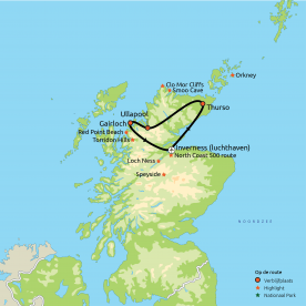 Routekaart Ongerept Noord-Schotland Flydrive
