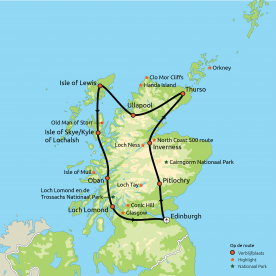 Routekaart Schotse Hooglanden en Eilanden Flydrive