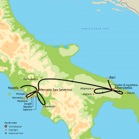 Via Puglia naar de Amalfikust & Pompei