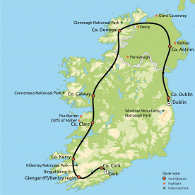 Ierland Compleet routekaartje