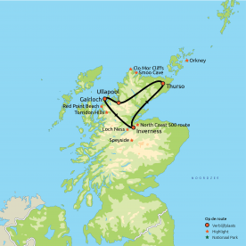 Routekaartje Ongerept Noord-Schotland ev