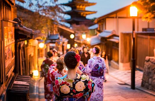 Traditionele kleding van Japan in Kyoto