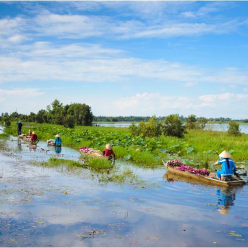 Boten op de Mekong Delta