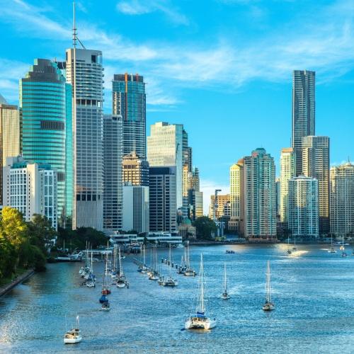 Uitzicht op Brisbane en de Brisbane-rivier