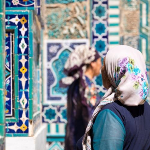 Blauwe mozaïeken in Samarkand