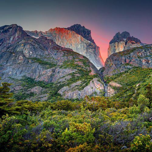 Zonsondergang in Torres del Paine Nationaal Park