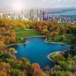 Parc du Mont-Royal met skyline van Montreal