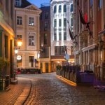 Riga in de avond, Letland