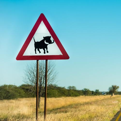 Verkeersbord onderweg naar Windhoek
