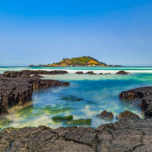 Uitzicht over de zee op Jeju-eiland