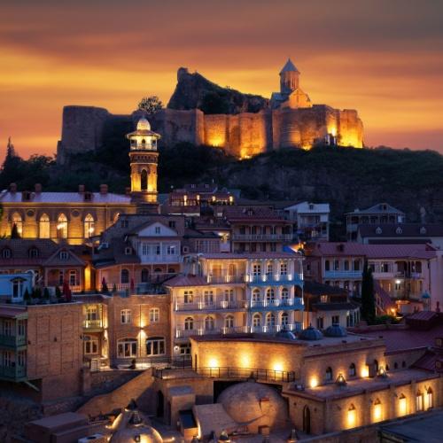 Tbilisi, uitzicht op het Narikala fort