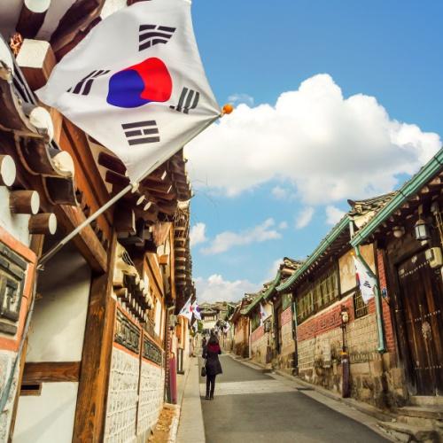 Traditionele architectuur in Koreaanse stijl in Bukchon Hanok Village in Seoul