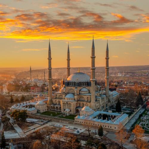 Edirne, uitzicht op de indrukwekkende Selimiye-moskee