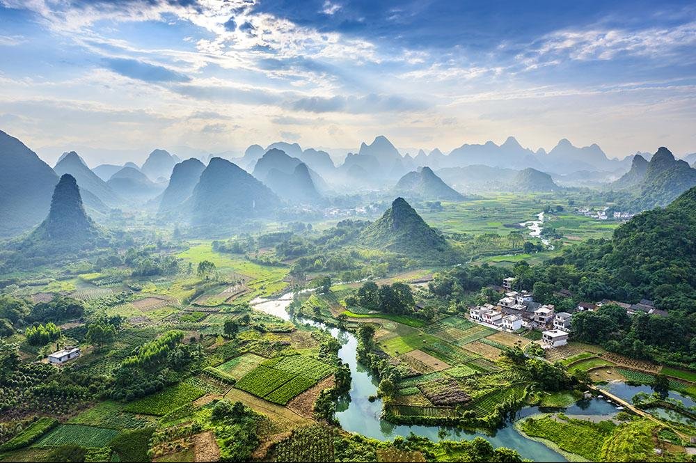 Landschap van Guilin & Li Rivier