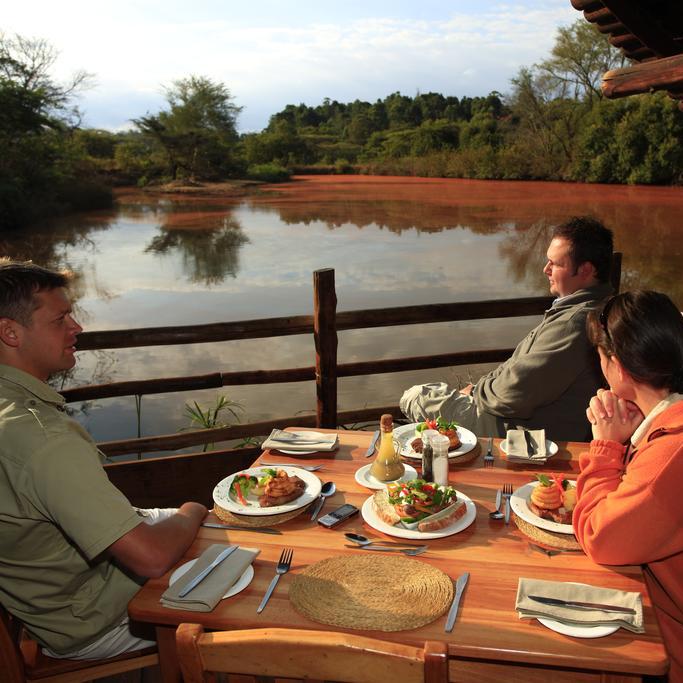 Mlilwane Wildlife Sanctuary, restaurant met terras