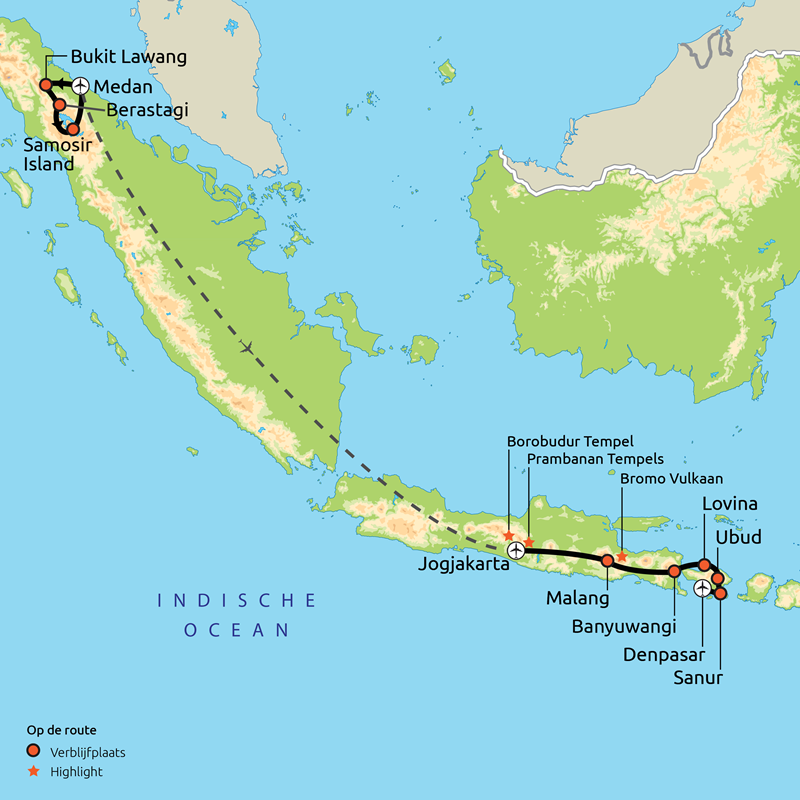 Routekaartje Sumatra, Java & Bali 2027