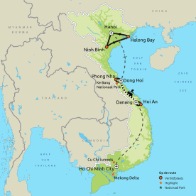 Routekaart Familiepriv&eacute;reis Verrassend Vietnam